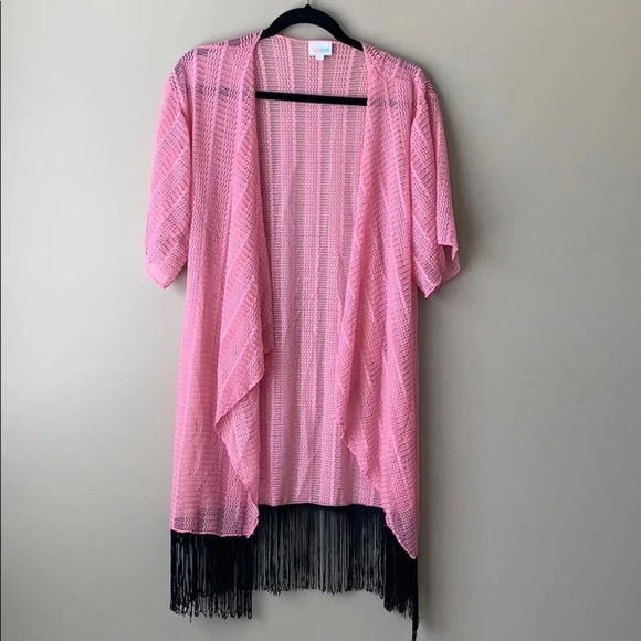 Lularoe Monroe pink fringed cardigan sz sm - Picture 1 of 5